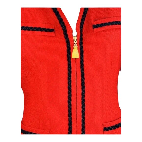 Georgiou Studio Vintage Red Wool/Nylon Womens Jacket With Gold Tassel Zipper - Picture 4 of 11